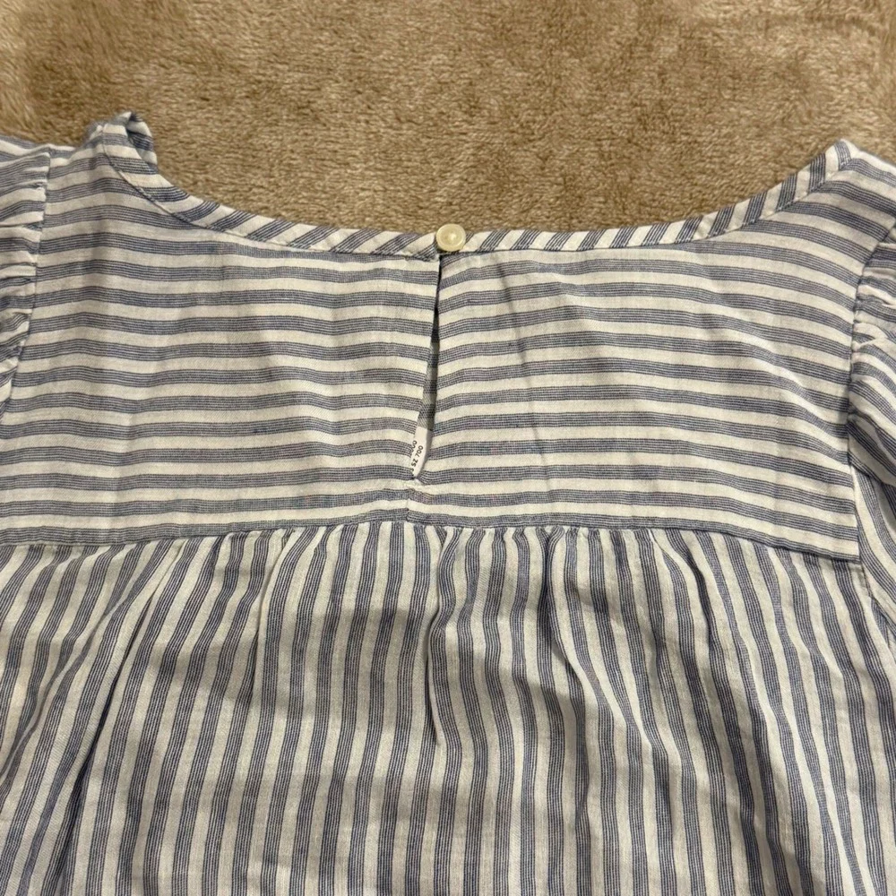 LOFT Womens Blue White Striped Rayon Linen Blouse Top Size M NEW